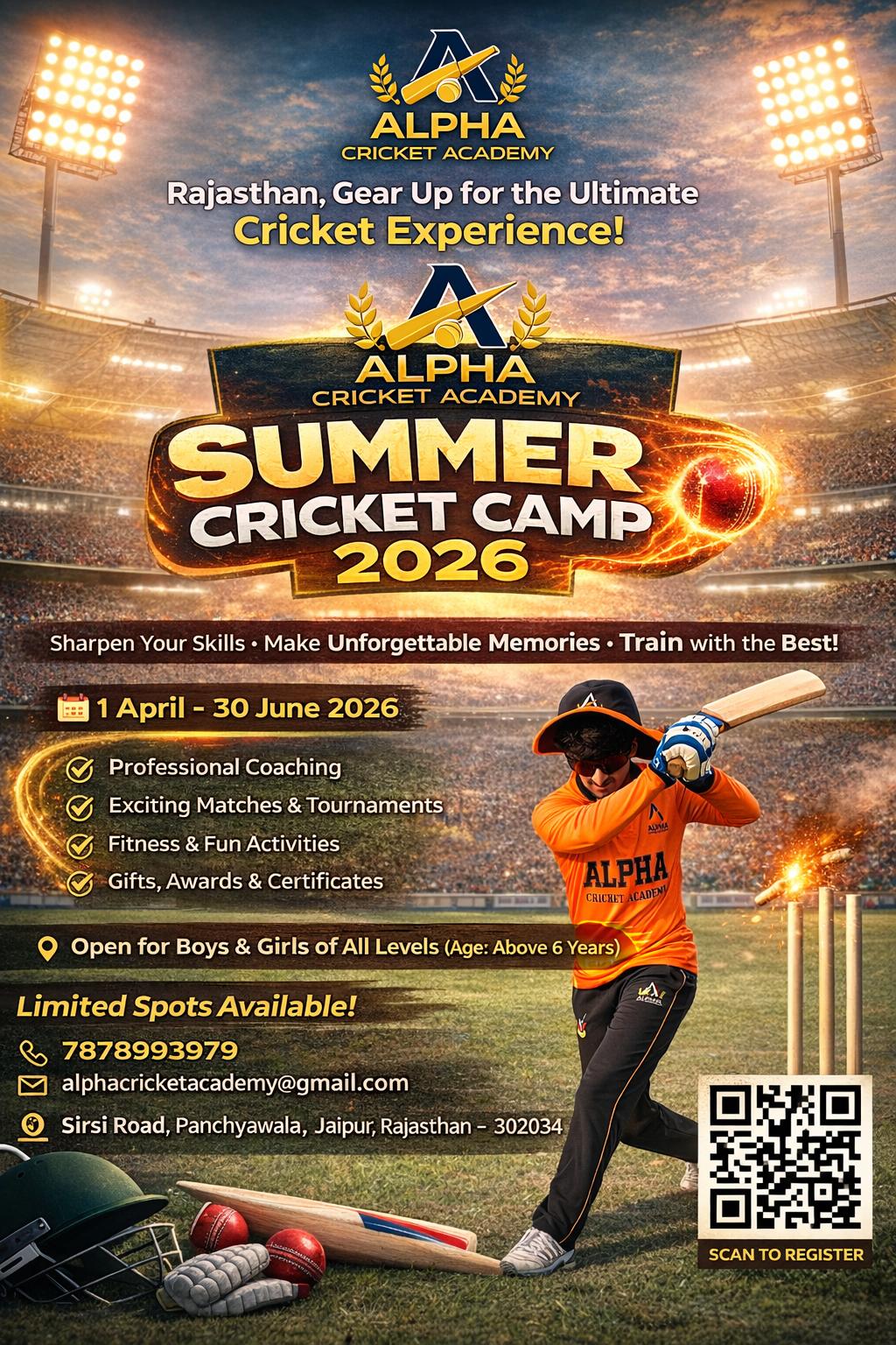 Summer Cricket Camp 2026 Poster